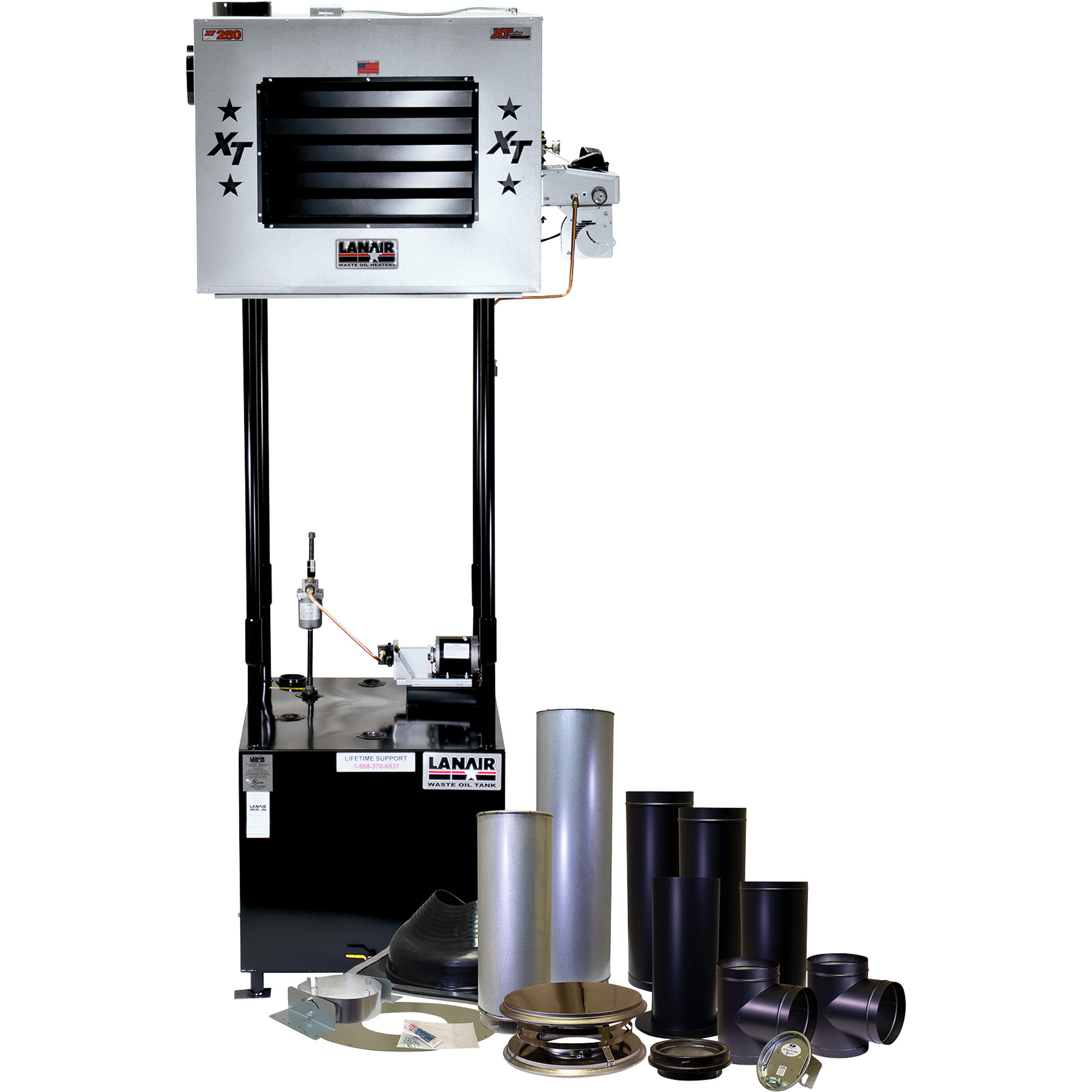 Lanair Waste Oil-Fired Thermostat-Controlled Heater Package 3, 250,000 BTU, 8500 Sq. Ft. Model# XT-250 HEATER